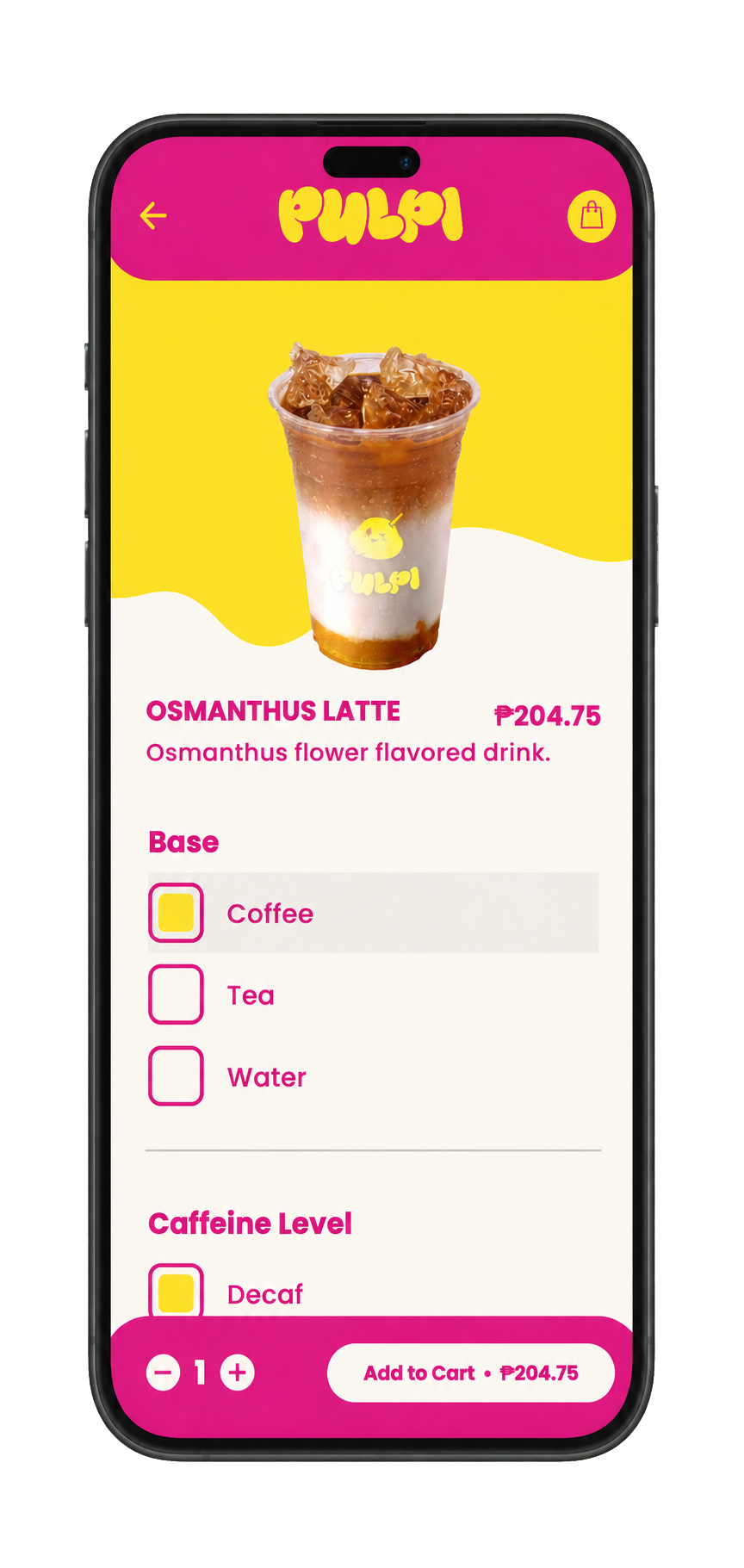 Pulpi mobile app screen displayed in a smartphone